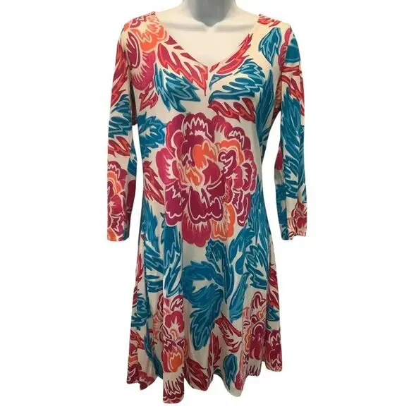 DIANE von FURSTENBERG ”KADEN” KNIT SILK FLORAL PRINT OVER THE HEAD STYLE DRESS 8 - Picture 2 of 11
